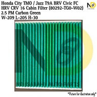 HONDA CITY TMO / JAZZ T9A BRV / CIVIC FC HRV CRV 16 CABIN FILTER 80292-TG0-W02 (2.5 PM CARBON GREEN)