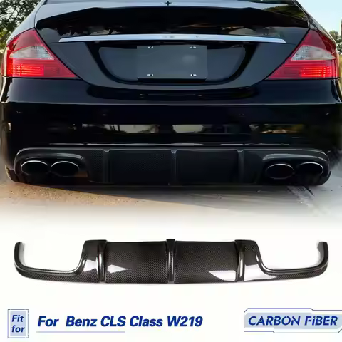 Car Rear Bumper Diffuser Lip Spoiler Carbon Fiber for Mercedes Benz CLS Class W219 CLS63 AMG Sedan 2