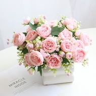 Artificial Flowers Roses,Home Decoration Faux Artificial Flower Small Bunches of Roses, Wedding Deco