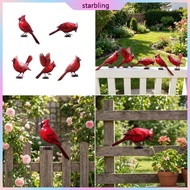 Star Railing Bird Figure Set Iron 5  Red Garden Fence Bird Sculptures for Flower Rows Yard Edges and