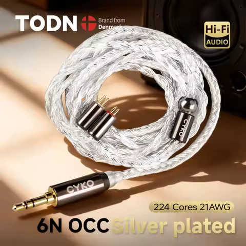 CYKO HIFI 8 Core 6N OCC Silver-Plated Upgrade Banlanced Earphone Cable 3.5mm/4.4mm MMCX/0.78mm 2-Pin