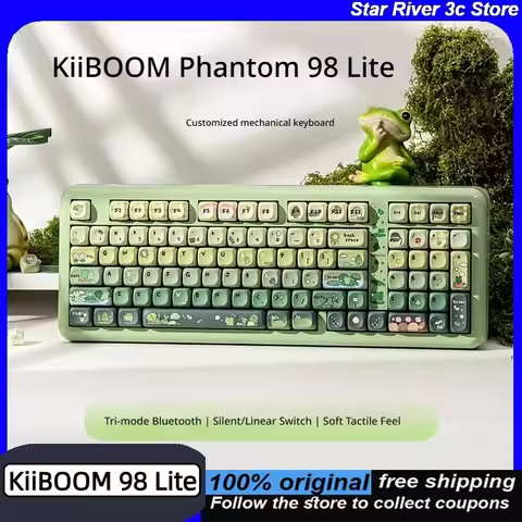 KiiBOOM Phantom 98 Lite Wireless Mechanical Keyboard with PBT Keycaps Gasket 8000 mAh Battery RGB Ho