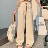 กางเกงเอวสูง ผ้าลูกฟูก แต่งเชือกรูดด้านหน้า  เอวยืด ผู้หญิง Clothing