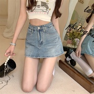 ROMMERS Denim Skort High Waist Sexy A-Line Mini Skirt with Short for Woman IEPO