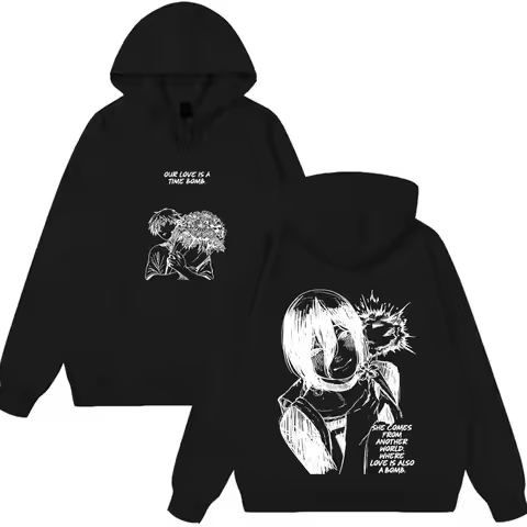 Anime Chainsaw Man T-shirt Reze Denji Manga Graphic Hoodies Winter Fleece wears Men Women Clothing C