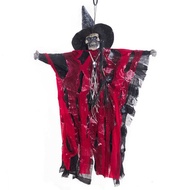 Haunted House Decoration Props Hanging Animated Scary Skeleton Ghost with Red Light Eyes and Horror
