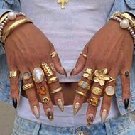 20pcs/Set Bohemian Chunky Gold Rings Set, Vintage Faux Pearl Gemstone Sunflower Stackable Knuckle Ri