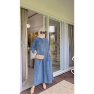 Trendy Maxi Jeans Dress 2023 Erlin Denim Dress/ Wanita Latest Gamis/