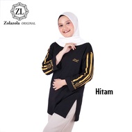 Women's Plain T-Shirt Top with 7/8 Striped Sleeves, Full Size ML-XL-XXL-XXXL, Cotton Combed 24s, Bes