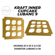 Dos/dus Kraft INNER CUPCAKE Hole 9/cardboard Box Hampers Kraft Box