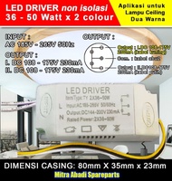 LED Driver 2*(36-50)*1W/1 Watt 230 mA 2 Warna Casing Plastik Kotak