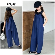 ((Ready Stock) 5-15 Years Old Girls Clothing [Grojoy] New Style Casual Comfortable Vest+Striped Jump