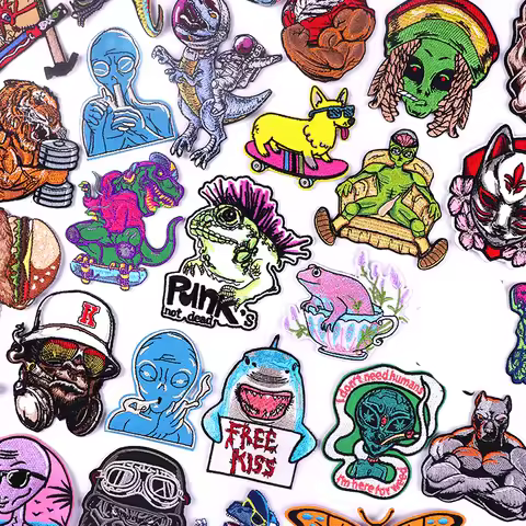 Rock Animal Embroidery Patch Frog Patches For Clothing Thermoadhesive Patches On Clothes Smoking Ali