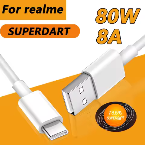 For Realme 80W SUPERDART Fast Charger Cable USB Type C 8A For Realme GT Neo 3 3T Q5 Pro