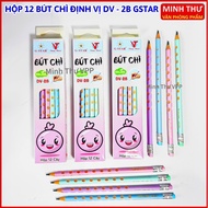 (DV-2B) Box of 12 Gstar DV-2B Handle Positioning Pencils Helps Children Hold Correct Posture, Wooden