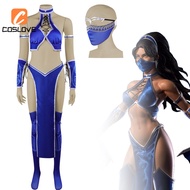 Anime Game Mortal Kombat Kitana Cosplay Clothing Full Set Costume Outfits For Woman Sexy Style Blue 