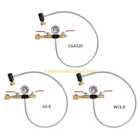 K92B Silver Tube Gas Charging Valves CGA320G5 3500 Pressure Gauge Copper Texture for Home and Commer