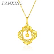 【 FX 】 999/24K Gold (1.1g) Four leaf clover Bell  Pendant Ladies' pure gold necklace