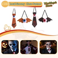 Light Up Skull Necktie Dasi Tengkorak, Spooky Halloween Cosplay Accessory Costume School Event Prop