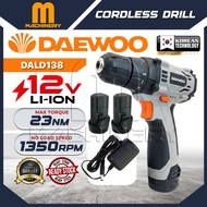 M.Machinery DAEWOO DALD138 Cordless Drill 2-Speed 12V c/w 2 Battery Li-Ion 1.5Ah 1 Charger 23 N.m