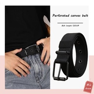*READY STOCK AT MALAYSIA*New Porous Canvas Men's Belt Unisex Extended Pin Buckle Belt Student Milita