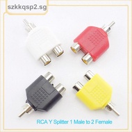 RCA Plug To Double Cable Connector Y Splitter AV Audio Video Plug Converter 1 Male to 2 Female Adapter Kit AV Jack  SGK2