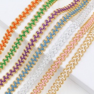Polyester Gathered Multicolour Lace Trim Fabric - 3 Metres Long | Ideal for Curtains & Clothing Acce