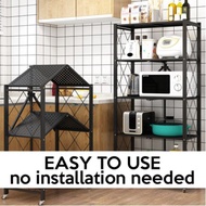 Foldable Storage Rack With Wheels Kitchen Microwave Oven Rack Kabinet Dapur Baku Organizer Rak Dapur