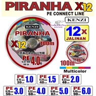 PE Line / Braid Fishing Line Kenzi PIRANHA X12 100 meters Braided Line X12