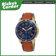 FOSSIL WATCH Fossil Brown &amp; Blue Quartz Watch for Men's (FS5268) Grant Sport Chronograph Luggage Leather Watch