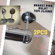 Sepasang Braket pipa gayung untuk pipa bulat shock penahan pipa bulat 1 inchi gantungan baju