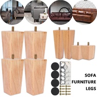 4PCS Solid Wood Sofa Furniture Legs Level Feet Multiple Size 6/10/15cm With Metal Plate Cabinet Legs