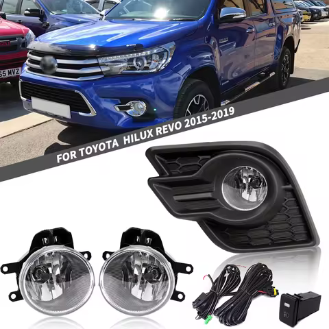 Halogen Fog Light Assembly for Toyota Hilux Revo 2015-2019 Front Bumper Replacement