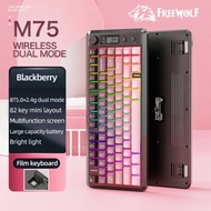 FREE WOLF M75 82-Key Compact Wireless Gaming Keyboard - Dual Mode (Bluetooth/2.4G) RGB Backlit OLED