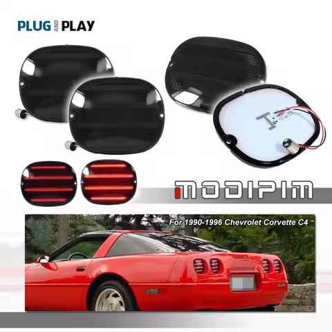 Red LED Car Rear Taillamps For Chevrolet Corvette C4(W/O ZR1) 1991-1996 & C4(W/ZR1) 1990-1995 Tail/B