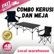 Cheap Camping Chair and Table Combo Aluminum Black Outdoor Chair Equipment Foldable