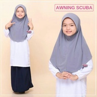 READY STOK Tudung Sekolah Awning Scuba Lembut  Kelabu Pengakap Unit Uniform Sekolah  Tudung Si Comel