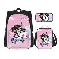 Tokidoki Backpack Student Cartoon Canvas School Bag Pencil Case Lunch Bag Three-piece Men's and Women's School Bags