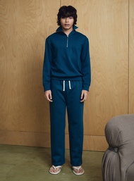 PMITH Reid Sweatzip in Mineral Blue