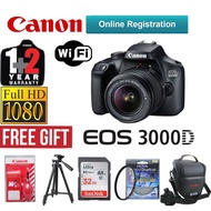 (CANON MALAYSIA SET)Canon EOS 3000D 18-55mm III FREE 32GB/BAG/TRIPOD/UV FILTER/TRIPOD (3 YEARS WARRA