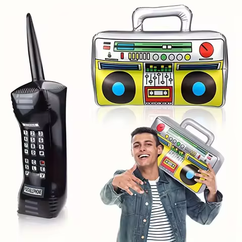 2 Pcs Set Of 90s Inflatable Radio Toys, Party Decorations, Phone Shaped Balloon Toys Hip-Hop Themed 
