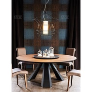 American French Style Commercial Vintage Pure Round Solid Wood Dining Table1.2Round Table Nordic Sty