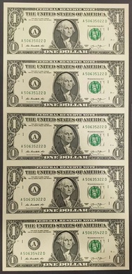Uncut~$1 US Dollar 5 in 1 (5连体) ~Normal Number Or 美号888豹子头 888 Leopard Head 888XXXXX 无4