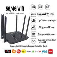 【Local】4G/5G Wifi Router Sokong Kad SIM Modem Unlimited Data Hotspot Wireless1200Mbps Boost Internet