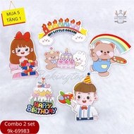 SP SP SP069983 - Paper stick Set-VLT for boys and girls birthday cakes (BAG OF 2 SETS)