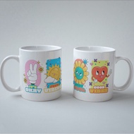 Cute hand draw flat Mug trendy cartoon badges labels