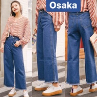 QUẦN BAGGY JEAN NỮ CHẤT BÒ XANH ĐẬM ỐNG RỘNG GIRL XINH LƯNG CAO NÂNG MÔNG TREND OK-6714 OSAKA FASHIO