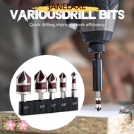 JANELAXE932JN 5PCS Countersunk Bits, 1/4 3/8 1/2 5/8 3/4inch Multi-Size Countersink Drill Bit Set, P