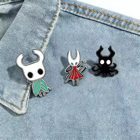 3Pcs/Set Game Hollow Knight Enamel Brooch The Knight Hornet Cartoon Metal Badge Lapel Pin Cosplay Je