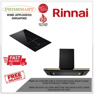 RINNAI RH-C1059-PBR SLEEK STYLISH MATT BLACK PLASMA FILTER TECHNOLOGY CHIMNEY HOOD+RB-3012H-CB 2 ZONE INDUCTION HOB